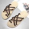 Slippers men's summer popular personalized weaving casual outer wear toe non-slip trend beach shoes sandals flip-flops