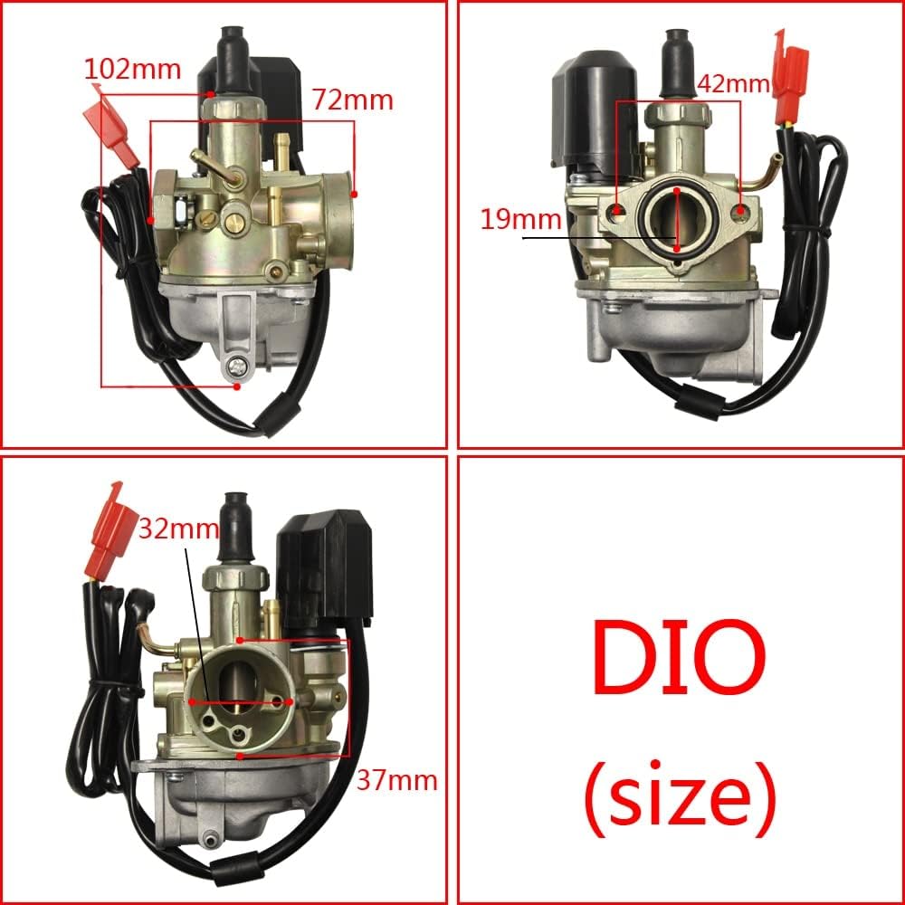 19mm DIO 50cc Carburetor Compatible with Honda DIO50 AF18 AF27 AF28 AF34 AF35 SA50 SK50 SYM DD50 ZX 50 2 Stroke Engine Dirt Bike Racing ATV