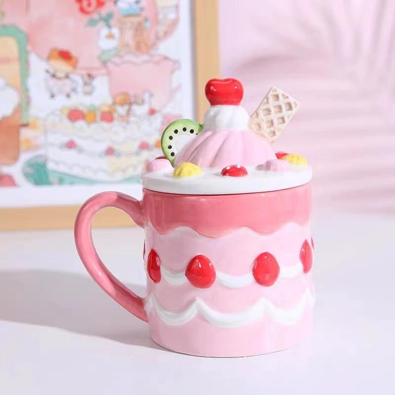 Creative Strawberry Cookies Ceramic Mug Cute Candy Salt Jar Wedding Tea Set Birthday Gift Home Decoration Accessories