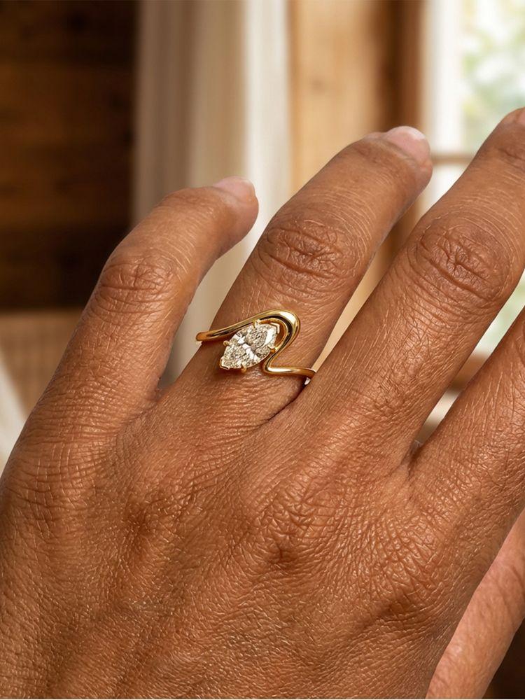 925 Silver Simple Ripple Marquise Zircon Ring For Women Engagement Anniversary Wedding Party High Quality Fine Jewelry