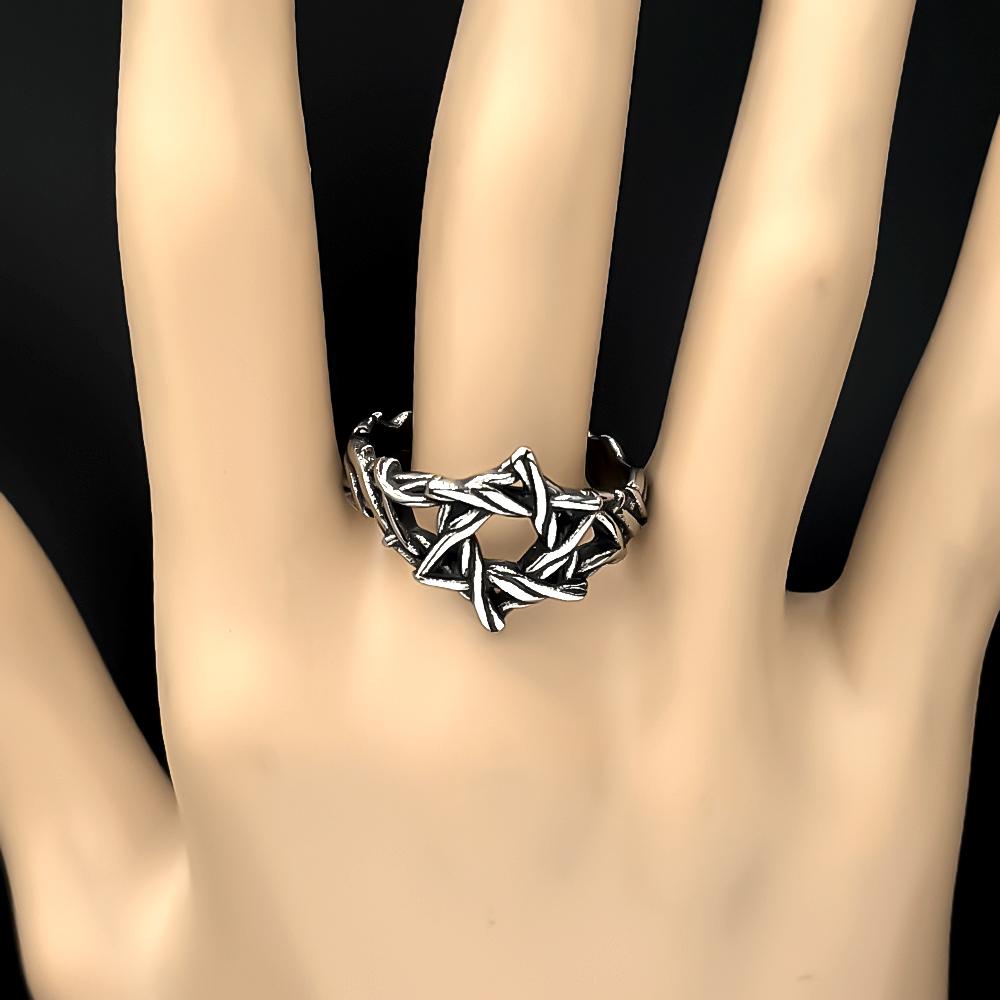 Thorn Branch Hexagram Amulet Ring for Men Women Stainless Steel Silver Color Je Star of David Israel Finger Rings Jewelry