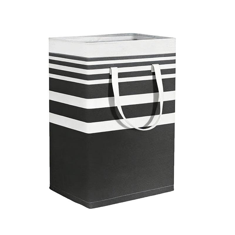 Striped Canvas Foldable Laundry Basket – Cotton Fabric Storage for Clothes and Quilts