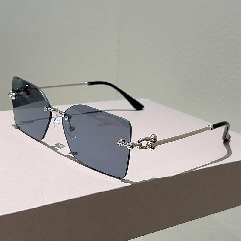 Rimless Square Sunglasses Men Vintage  Fashion Gradient Outdoor Casual Shades Women Trendy Brand Design Sun Glasses
