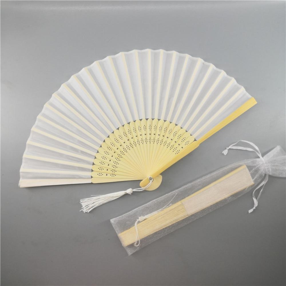 Wear Resist Folding Fan Cooling Tool Bamboo Hand Fan Fashionable Silk Hand Fan Festival Party