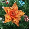 5 Pack Christmas Poinsettia Glitter Flower Ornaments in Colors