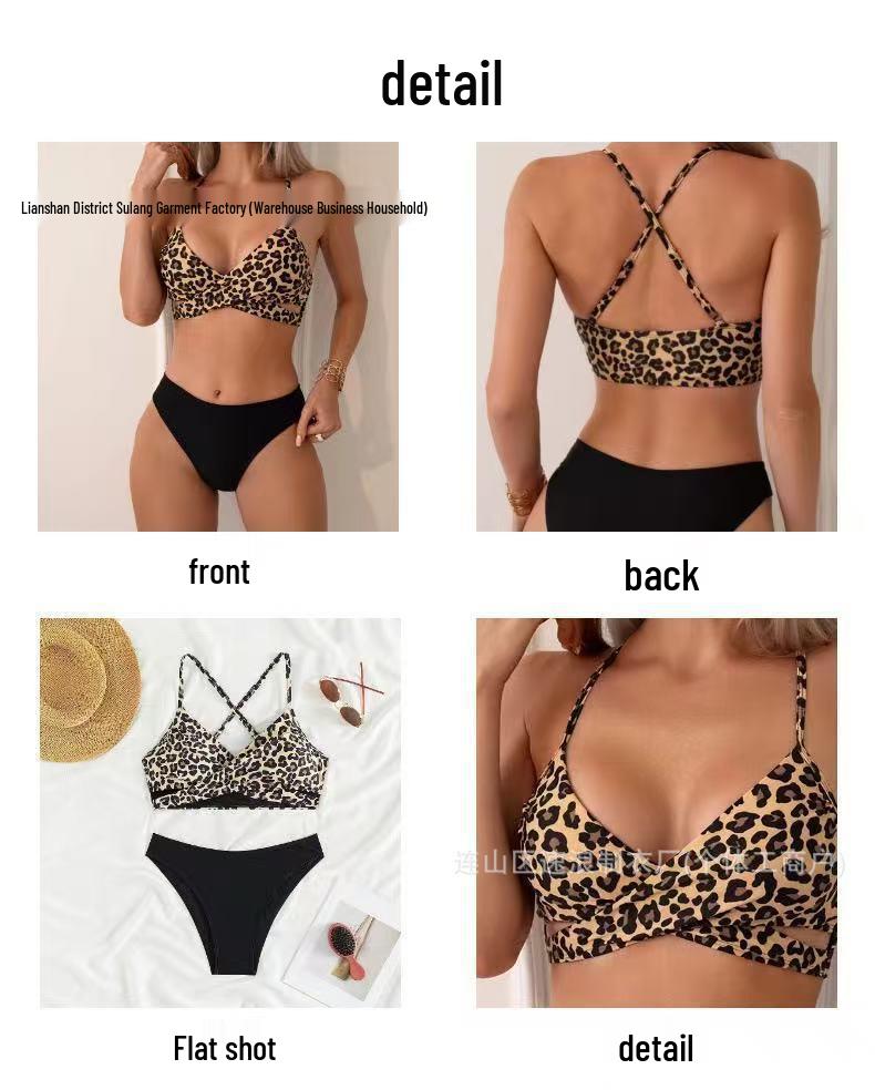 

Сексуальный бикини-купальник с леопардовым принтом 2025 года – Двухкомпонентный в европейском и американском стиле для женщин XL цветной печати леопарда