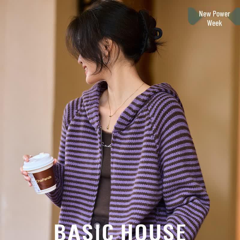 Basic House Women s Striped Zipper Sweater L 4480₽