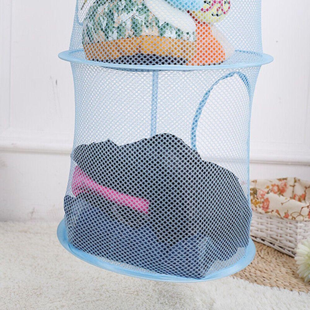 Portable Home Organizer Bag 4 Girds Clothes Storage Basket Folding Basket  Hammock Net Storage Hanging Bag