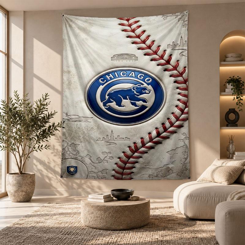 Decorative Tapestry,Chicago Cubs Printed Wall Art, Lightweight Wall Hanging For Bedroom Background