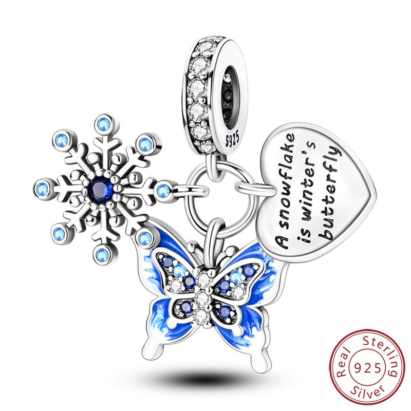 Elegant S925 Silver Butterfly & Dragonfly Multicolor Charms Beads Pendant 3mm DIY Fine Jewelry Making Accessories Gifts