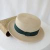 French flat-top sun-protection hat for women, summer beach vacation sunshade hat, internet celebrity woven wide-brim fresh top hat