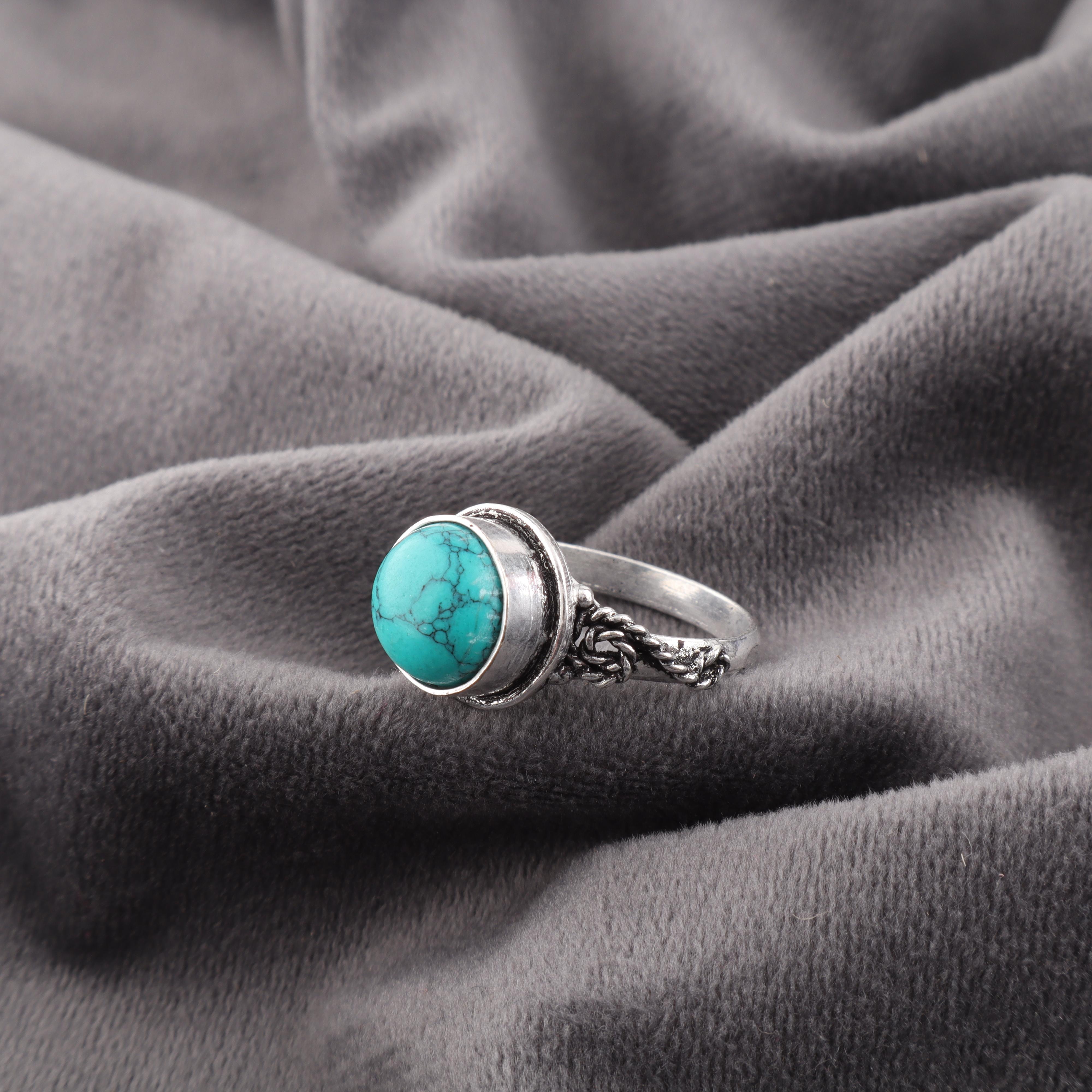 

Украшения из магнезита и бирюзы, кольцо из стерлингового серебра 925 пробы, кольцо из серебра ручной работы для свадебного подарка 8 синий