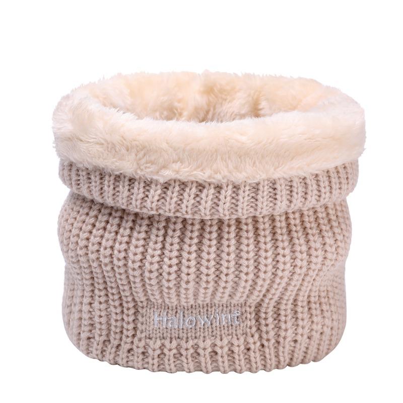 Winter outdoor knitted terry scarf pullover couple velvet solid color embroidery warm scarf women