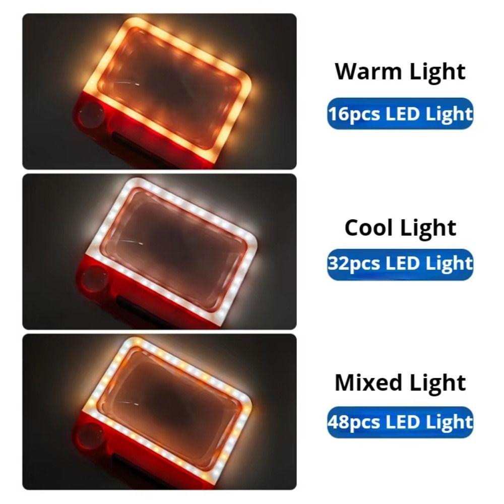 5X 10X Full-Page Magnifying Glass 48 LED Lights With 3 Light Mode Illumination Handheld Magnifier Adjustable Brightness