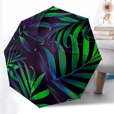 1pc Tropical Leaves Automatic Open/Close Umbrella with One Touch Button,, Windproof Design   Lightweight Portable Umbrella for Women & Men6100