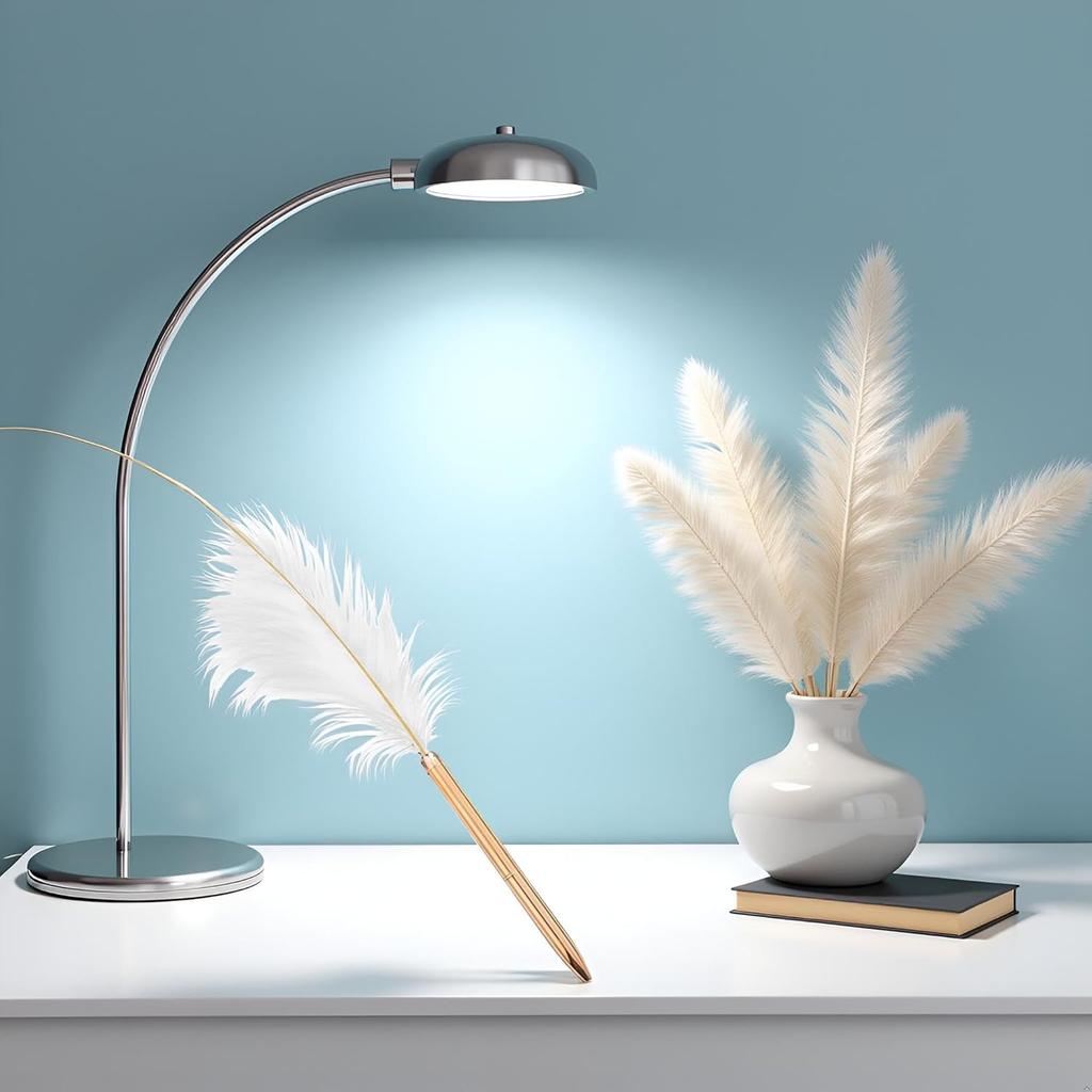 White Feather Ballpoint Pen Black Inks Pen Refillable Ballpoint Pen for School Writing, Signatures Pens and Refills Wedding Signing Pen