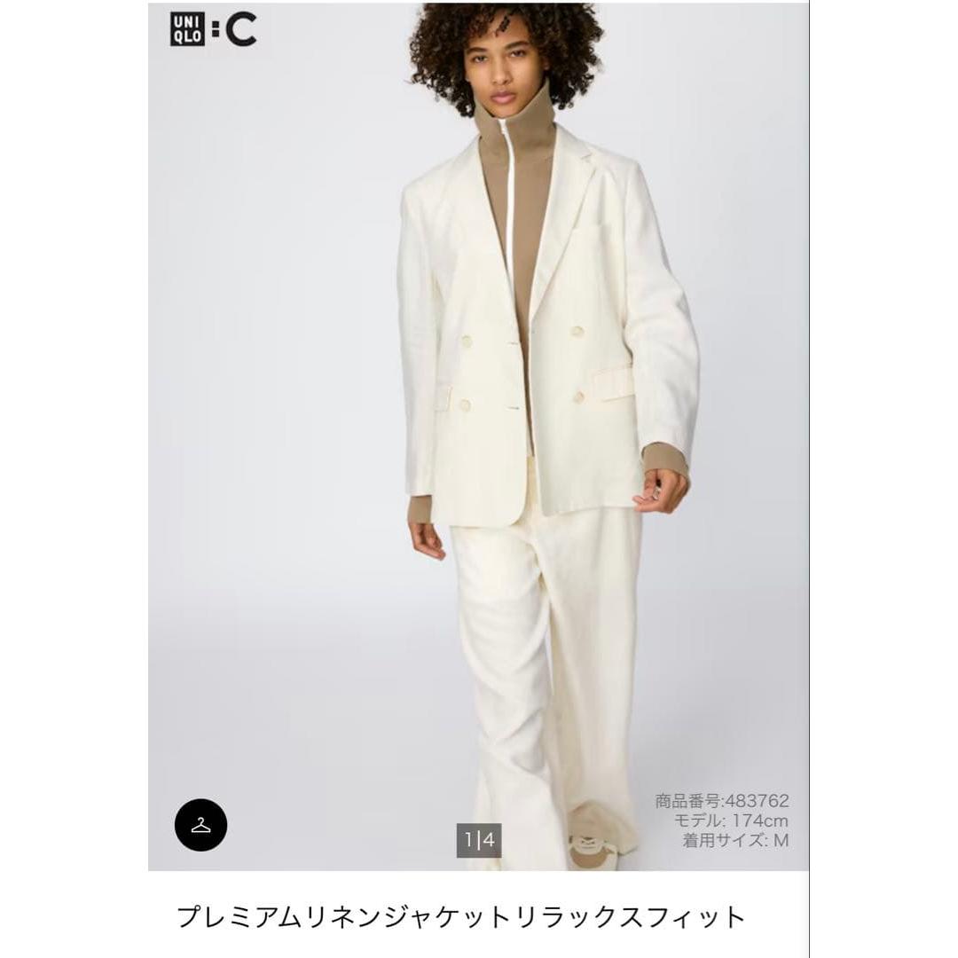 UNIQLOC Premium Linen Jacket Relaxed Fit Off White M