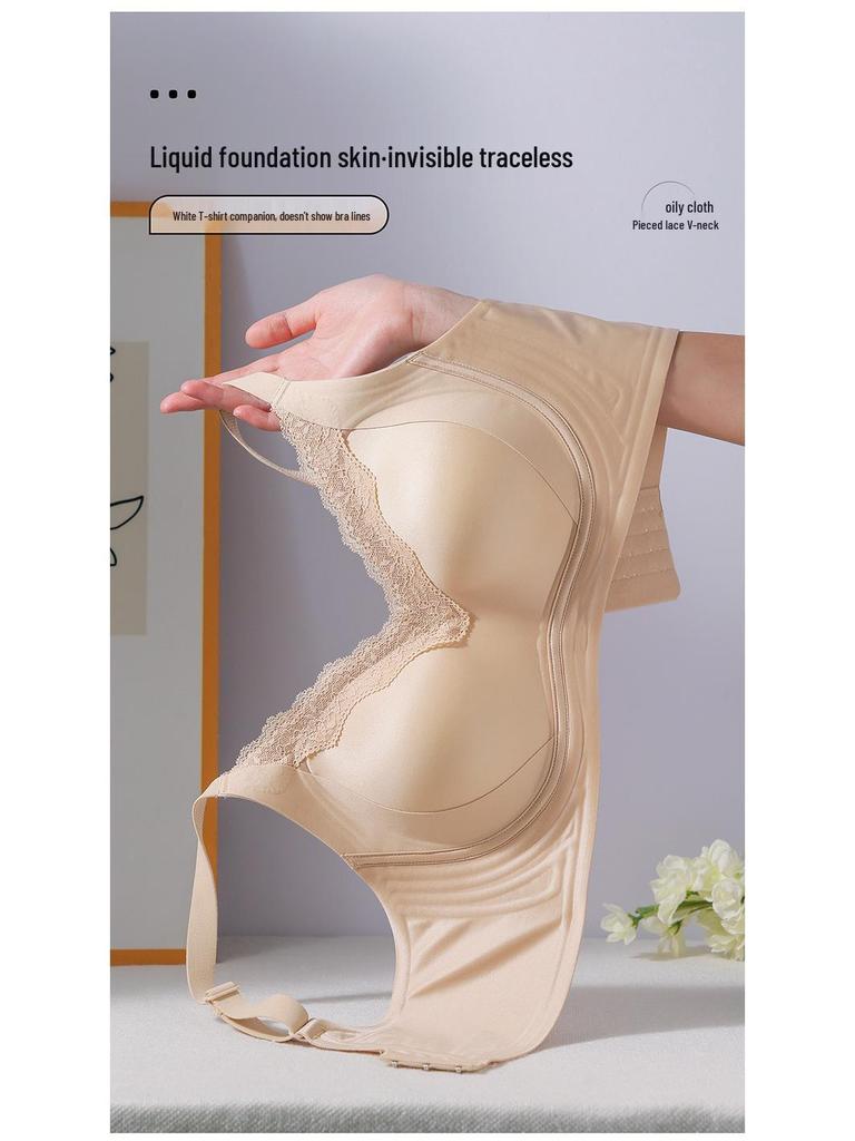 Sutien modelator fără cusături cu dantelă: Lucios, Anti-cădere cu Suport Lateral pentru un Spate Frumos