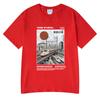 T-shirt Illustrazione Treno Espresso Shinkansen Stile Giapponese Retro Poster Vintage Ferroviario T-shirt Estiva Cotone Casual Tshirt