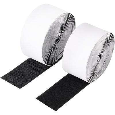 Selbstklebend, 5 m x 50 mm, doppelseitiger, ultrabreiter Nylon-Klettverschluss in Schwarz, geeignet für Heim- und Wandmontage mit Stecker und Steckdose