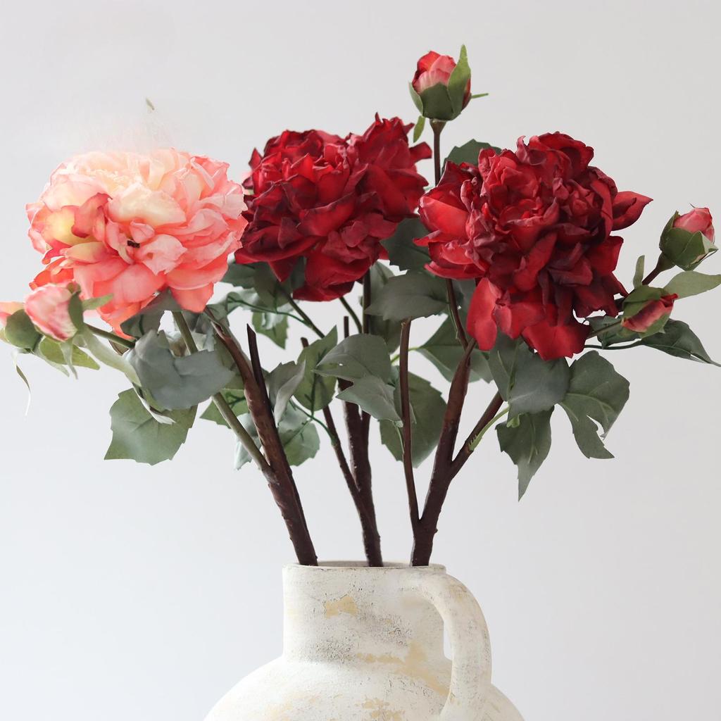 High-Quality Burnt Edge Silk Peony - Artificial Flower for Home Decor & Photography