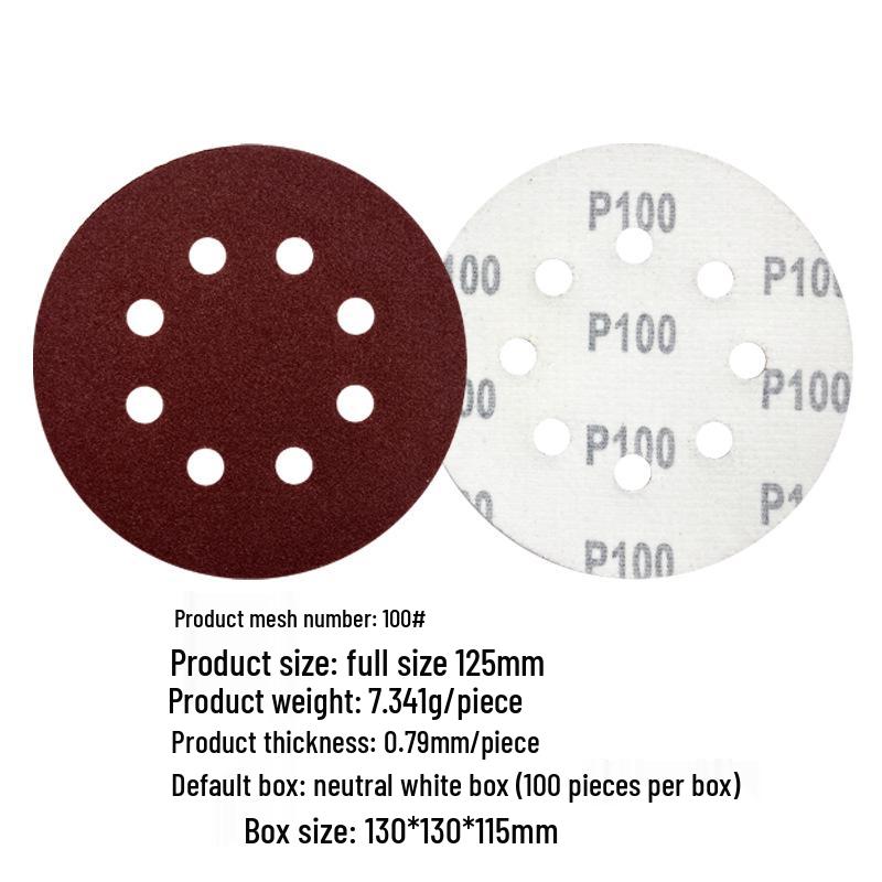 5-inch 8-Hole Red Sandpaper 125MM for Wood Sanding
