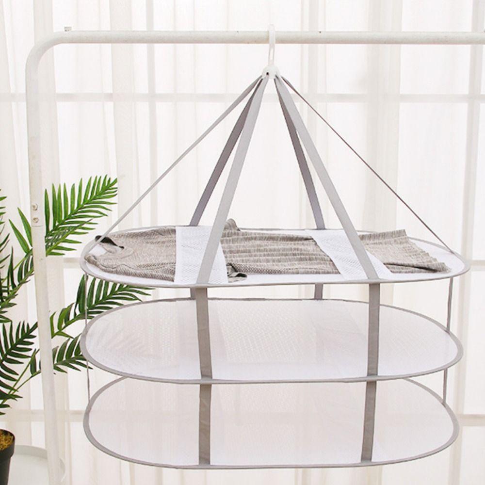 Anti-deformation Clothes Basket Folded Mesh Laundry Basket Clothes Drying Net Rack  Clothes Laundry