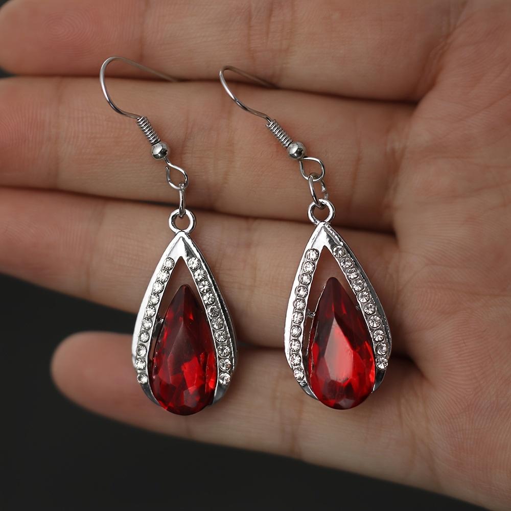 [Gothic Waterdrop Earrings] Gothic Waterdrop Earrings - 1 Pair, Hook Design, Red/Black, Retro Charm, Ideal Holiday Gift for Sister or Best Friend