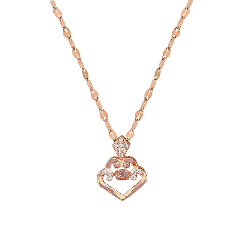 Water Drop Smart Light Luxury Temperament Gorgeous Full Diamond Necklace Female Versatile Collarbone Chain Titanium Steel Chain