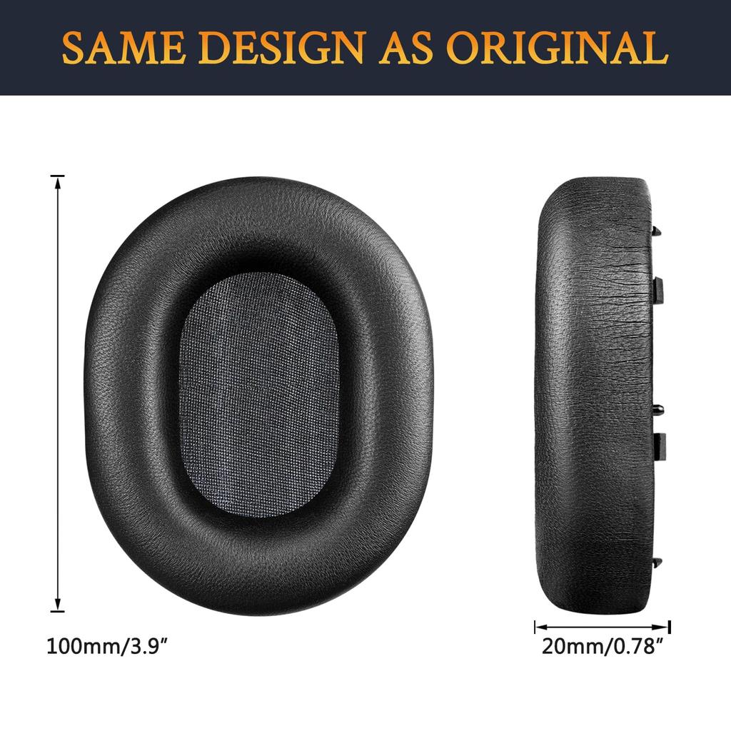 SOULWIT Sheepskin Ear Pads for Sony WH-1000XM5 (WH1000XM5) Headset, Replacement Noise-Isolating Ear Cushions, Thick Headphone Pads, Bright Black
