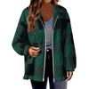 Fashionable Women's Plaid Lambskin Jacket With Pockets Button Plush Coat