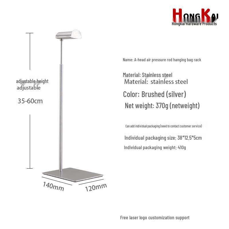 Adjustable Stainless Steel Handbag Display Stand with Gas Spring