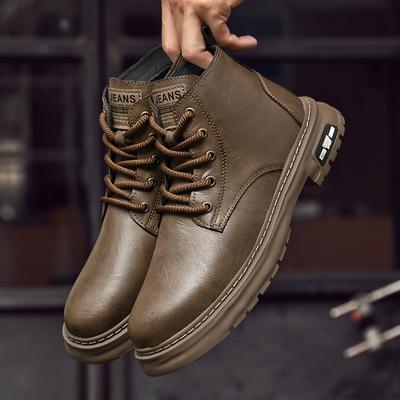 Mode Hohe Qualität Lässige Leder Herren Motorradstiefel Klassische Outdoor Herren Stiefeletten Winter Warm Plüschfell High Top Schuhe Mann Botas
