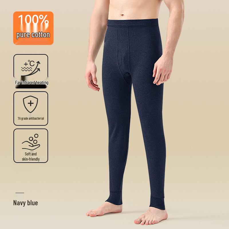 Men's Slim Fit Pure Cotton Warm Trousers - 100% Cotton, Plus Velvet, Ideal for Autumn and Winter