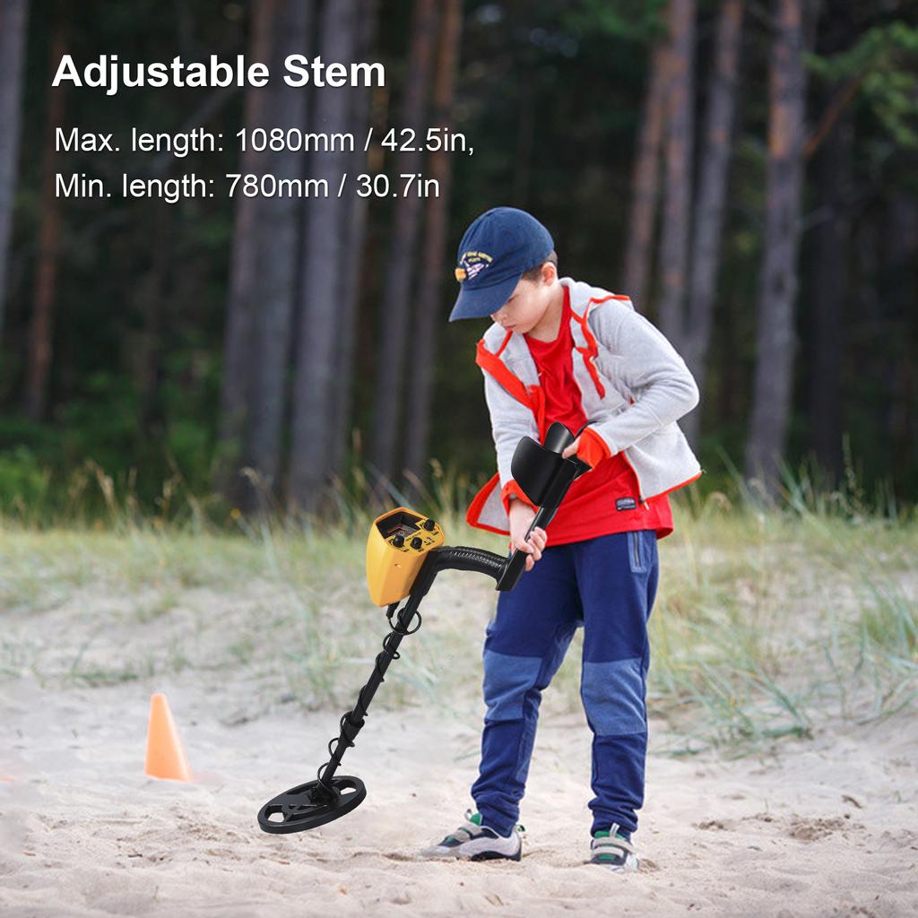 Metal Detector High Accuracy   Stem 7 Inch Waterproof Coil All Metal & Disc Modes with with Headphone & Folding Shovel Set for Underground Co