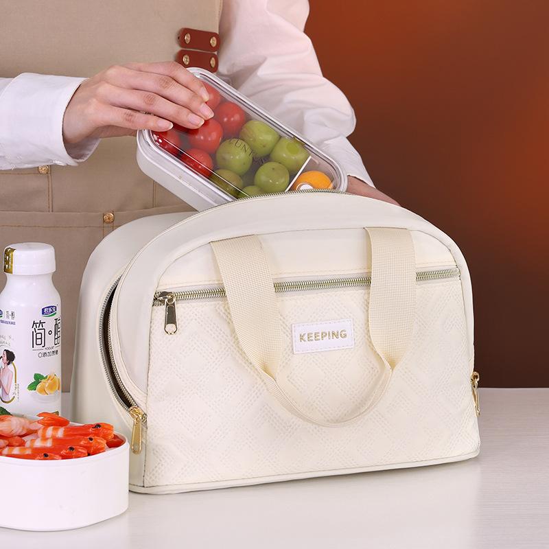 Geyun Series Curved Pull Insulation Bag Office Worker Student Lunch Box Hand-held Insulated Bento