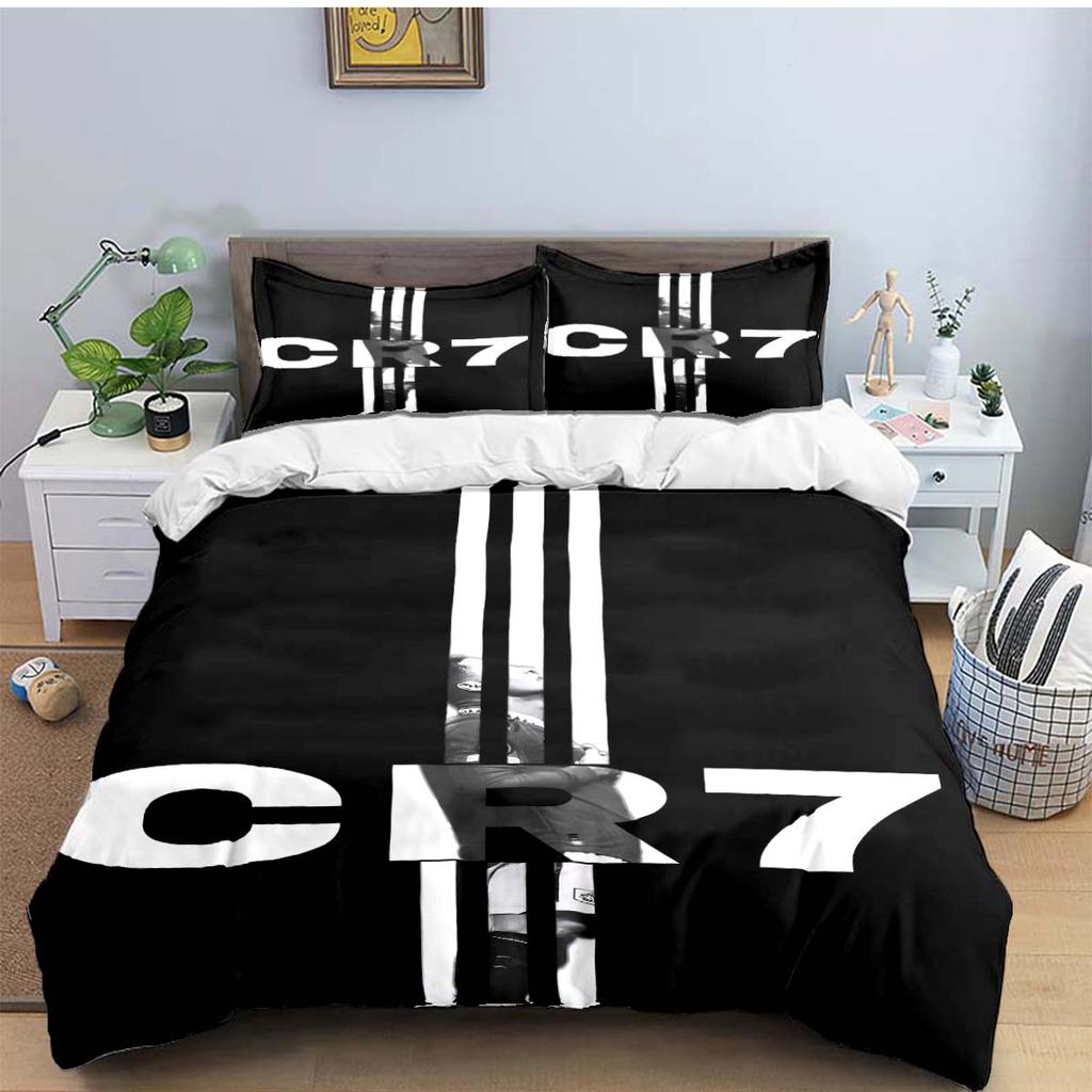 Modischer Fußballstar R-Ronaldo Aufdruck Bettwäsche Set Bettbezug Decke Bett Jugend Kinder Mädchen Jungen Luxus Geburtstagsgeschenk