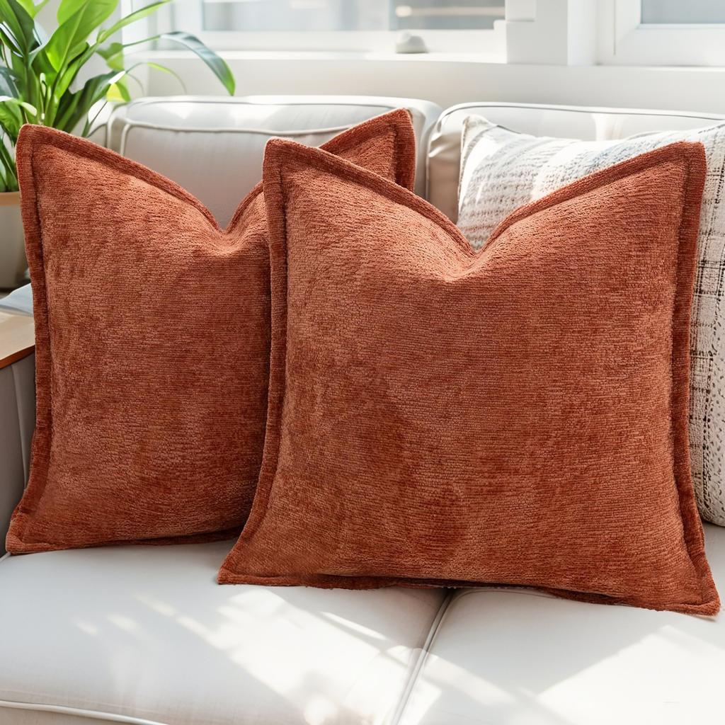 Simple Ins Nordic Solid Color Chenille Press-side Pillow Case Model Room Sofa Decoration Cushion Large Backrest