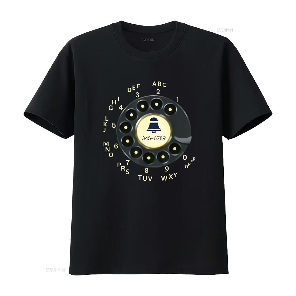 retro rotary dial phone T Shirt vintage Washed Comfortable graphic Stylish homme Slightly designer clothes