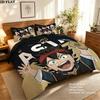 Black Clover Pattern Bedding Quilt Set Quilt Cover Pillowcase Home Birthday Gift(1 * duvet cover + 2 * pillowcase, without core)