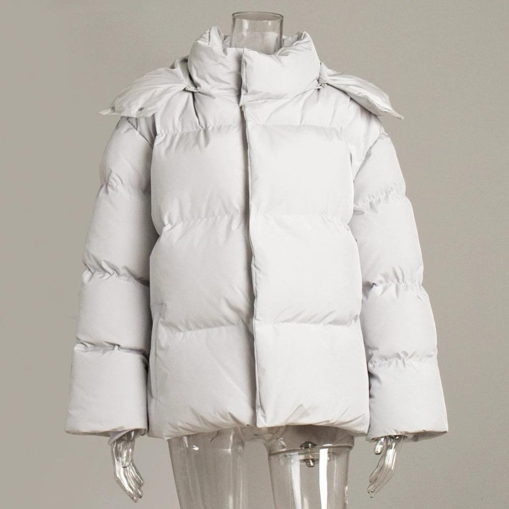 Women Winter Cotton Coat Loose Cotton Padded Jacket Solid Hooded Parkas Coat Female Puffer Coat Winter Outwear