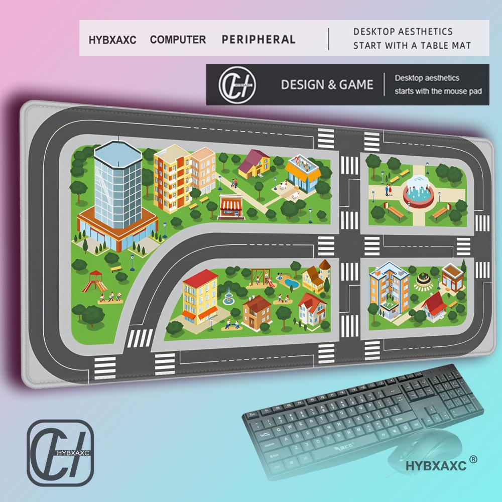 HYBXAXC Kids City Road Map XXL Mouse Pad Nonslip Gaming Desk Mat for Boys Educational Play Mat