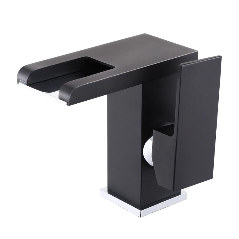 Bathroom Basin Faucet Black Gold Brass LED Sink Mixer Tap Hot and Cold Unique Design Basin Lavtory Faucet Brass