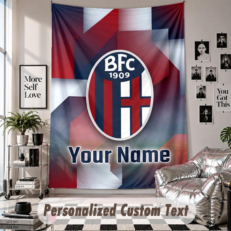 Custom Tapestry Wall Hanging, Bologna FC Personalized Name Text Home Wall Decor