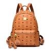 Trendy Brand M Bear Rivet Backpack, Korean Version of Trendy Fan Printing Rhombus Backpack Women's Bag, Free Pendant, High-quality Leather Schoolbag.