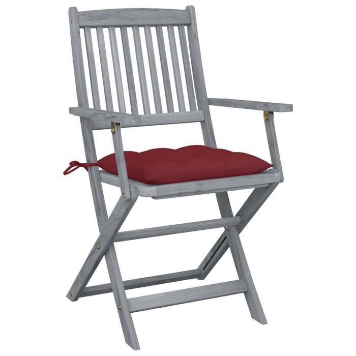 VidaXL Set of 2 Outdoor Folding Chairs with Cushions, Patio Seats, Dining Chairs, Patio Furniture 3064506