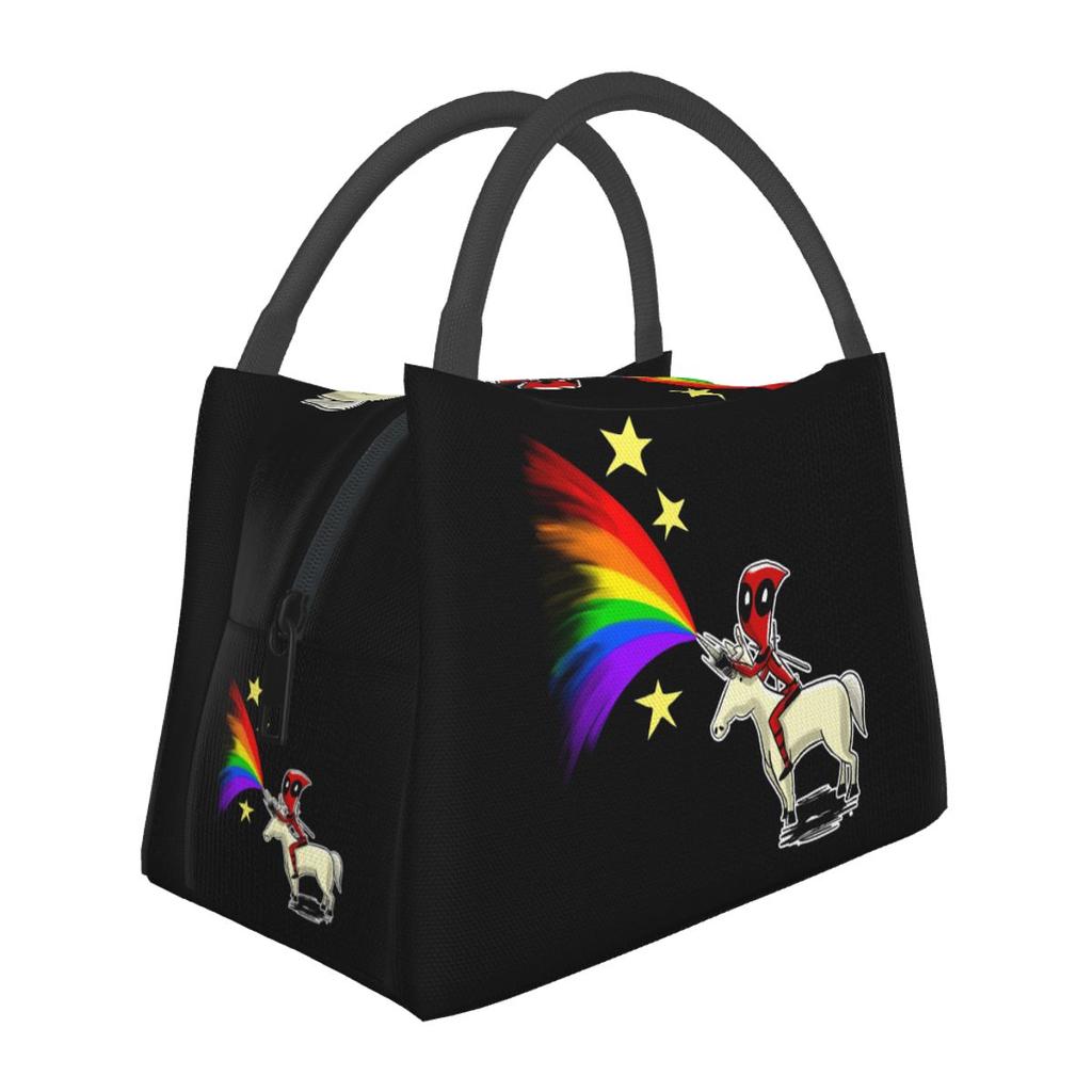 Deadpool Riding The Pride Insulated Lunch Bag for School Picnic Storage Food Boxes Container Cooler Thermal Lunch Box Tote