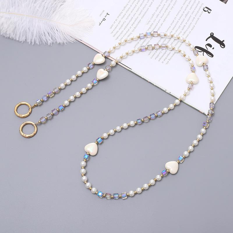 Handmade Pearl Crossbody Phone Case Lanyard with Beaded Charm