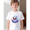 European Size Boys Round-neck Short-sleeved T-shirt with Cartoon Little Ghost Pattern Print
