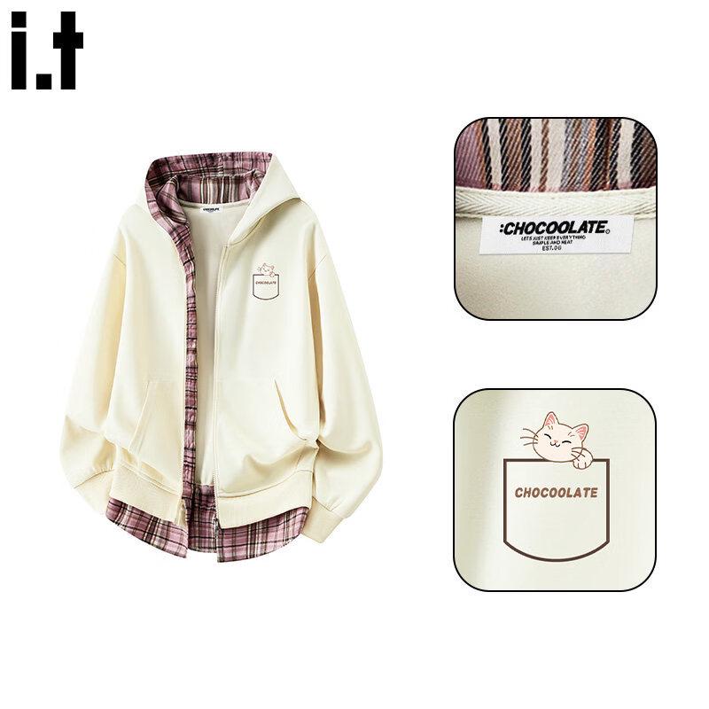 Women s Spliced Plaid Hooded Cardigan Jacket M